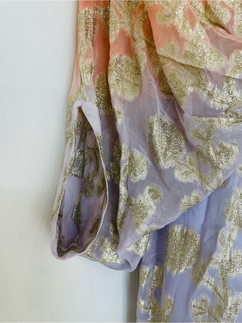 Miss June Paris metallic gold floral Ombré Peach Purple Maxi Dress NWT Marley - Picture 6 of 15